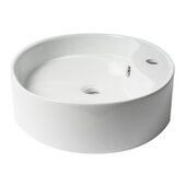 ALFI brand White 22'' W Oval Above Mount Ceramic Sink with Faucet Hole, 22'' W x 18-1/8'' D x 5-1/2'' H