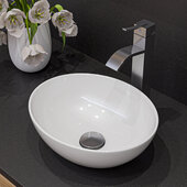 ALFI brand White 16'' Egg Shape Above Mount Ceramic Sink, 15-3/8'' W x 12-3/4'' D x 5-1/2'' H