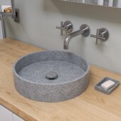ALFI brand ABCO17R 17'' Round Solid Concrete Gray Matte Above Mount Bathroom Sink, 16-3/4'' W x 16-3/4'' D x 4'' H