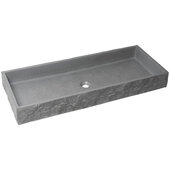 ALFI brand 39'' W Solid Concrete Chiseled Style Rectangular Trough Bathroom Sink in Gray Matte, 39-3/4'' W x 15-3/4'' D x 4-3/4'' H