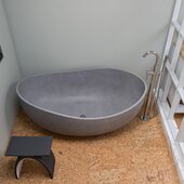 ALFI brand 63'' Solid Concrete Gray Matte Oval Bathtub: 105 Gallons, 63'' W x 38-1/2'' D x 22-3/4'' H