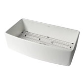 ALFI brand White Smooth Curved Apron 36'' x 20'' Single Bowl Fireclay Farm Sink with Grid, 36'' W x 20'' D x 10'' H