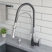 ALFI brand Brushed Nickel Square Kitchen Faucet with Black Rubber Stem, Spout Height: 8'' W, Spout Reach: 10-1/2'' W