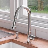 ALFI brand Polished Chrome Sensor Gooseneck Pull Down Kitchen Faucet, Spout Height: 6-3/4'' W, Spout Reach: 8-3/16'' W