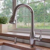 ALFI brand Brushed Nickel Traditional Gooseneck Pull Down Kitchen Faucet, Spout Height: 8-1/2'' W, Spout Reach: 7-7/8'' W