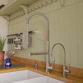 ALFI brand Polished Chrome Double Spout Commercial Spring Kitchen Faucet, Spout Height: 11-3/8'' W, Spout Reach: 8-1/2'' W