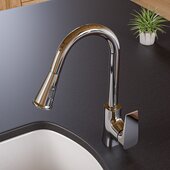 ALFI brand Polished Chrome Square Gooseneck Pull Down Kitchen Faucet, Spout Height: 7-3/8'' W, Spout Reach: 8-1/4'' W
