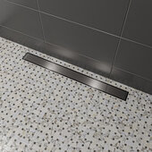ALFI brand 32'' Modern Linear Shower Drain with Solid Cover in Brushed Stainless Steel, 32'' W x 3'' D x 3-1/8'' H