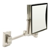 ALFI brand 8'' Square Wall Mounted 5X Magnify Cosmetic Mirror in Brushed Nickel, 8'' W x 17-1/8'' D x 12-7/8'' H