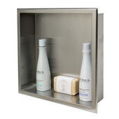 ALFI brand 16'' x 16'' Square Single Shelf Bath Shower Niche in Brushed Stainless Steel, 16'' W x 4'' D x 16'' H