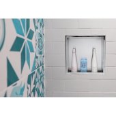 ALFI brand 16'' x 16'' Square Single Shelf Bath Shower Niche in Polished Stainless Steel, 16'' W x 4'' D x 16'' H