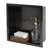 ALFI brand ABNP1212-BB 12'' x 12'' Brushed Black PVD Stainless Steel Square Single Shelf Shower Niche, 12'' W x 4'' D x 12'' H