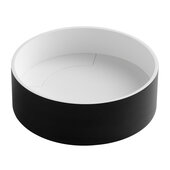 ALFI brand Black Matte Round Solid Surface Resin Sink with Concealed Drain, 15-1/8'' Diameter x 4-7/8'' H
