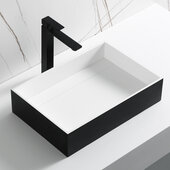ALFI brand Black Matte 20'' W x 14'' W Solid Surface Resin Sink, 20'' W x 13-1/2'' D x 4-3/4'' H