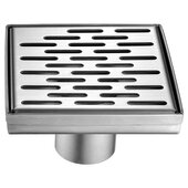  5'' x 5'' Modern Square Stainless Steel Shower Drain with Groove Holes, 5-1/4'' W x 5-1/4'' D x 3-1/4'' H