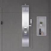 ALFI brand Aluminum Shower Panel with 2 Body Sprays and Rain Shower Head in White, 8-5/8'' W x 20-3/4'' D x 51-1/8'' H