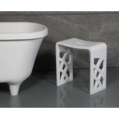ALFI brand Designer White Matte Solid Surface Resin Bathroom / Shower Stool, 16-1/2'' W x 9'' D x 16-7/8'' H
