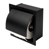 ALFI brand Black Matte Stainless Steel Recessed Toilet Paper Holder with Cover, 6-1/2'' W x 3'' D x 6-7/8'' H