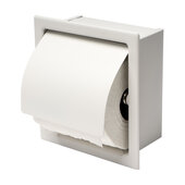 ALFI brand White Matte Stainless Steel Recessed Toilet Paper Holder with Cover, 6-1/2'' W x 3'' D x 6-7/8'' H