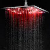  Brushed Nickel 12'' Square Multi Color LED Rain Shower Head, 11-3/4'' W x 11-3/4'' D x 3/8'' H