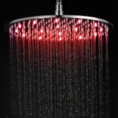  Brushed Nickel 16'' Round Multi Color LED Rain Shower Head, 15-3/4'' Diameter x 3/8'' H