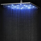  Brushed Nickel 16'' Square Multi Color LED Rain Shower Head, 15-3/4'' W x 15-3/4'' D x 3/8'' H