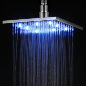  Brushed Nickel 8'' Square Multi Color LED Rain Shower Head, 7-7/8'' W x 7-7/8'' D x 3/8'' H