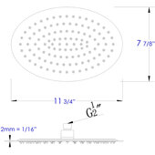  12'' Oval Polished Solid Stainless Steel Ultra Thin Rain Shower Head, 12'' W x 8'' D x 1/8'' H