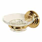  Embassy Series Glass Soap Dish with Wall Mounted Holder in Polished Brass 