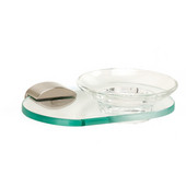  Soap Holder w/ Glass Dish, Satin Nickel