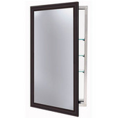  Satin Nickel Framed Stainless Steel Recessed Medicine Cabinet with Beveled Edge and Reversible Hinge 14''D x 4''D x 24''H