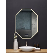 Otto 24'' W x 40'' H LED Octagon Black Framed Mirror with Bluetooth and Digital Display, 110V, 2800 & 6000K Color Temperature 