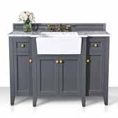  Adeline 48'' Bath Vanity in Sapphire Gray with Italian Carrara White Marble Vanity Top and White Undermount Farmhouse Basin with Gold Hardware, 48''W x 20-1/8''D x 34-5/8''H