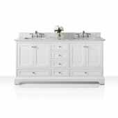  Audrey 72'' Double Sink Bath Vanity in White with Italian Carrara White Marble Vanity top and (2) White Undermount Basins, 72''W x 22''D x 34-1/2''H