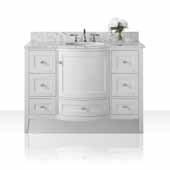  Lauren 48'' Bath Vanity in White with Italian Carrara White Marble Vanity Top and White Undermount Basin, 48''W x 22''D x 34-1/2''H
