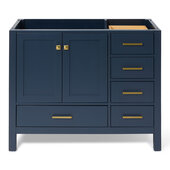  Cambridge 42'' Left Offset Single Sink Base Cabinet In Midnight Blue, 42''W x 21-1/2''D x 33-1/2''H