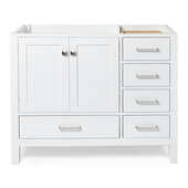  Cambridge 42'' Left Offset Single Sink Base Cabinet In White, 42''W x 21-1/2''D x 33-1/2''H