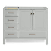  Cambridge 42'' Right Offset Single Sink Base Cabinet In Grey, 42''W x 21-1/2''D x 33-1/2''H