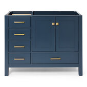  Cambridge 42'' Right Offset Single Sink Base Cabinet In Midnight Blue, 42''W x 21-1/2''D x 33-1/2''H