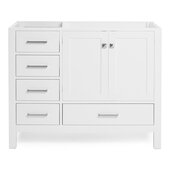  Cambridge 42'' Right Offset Single Sink Base Cabinet In White, 42''W x 21-1/2''D x 33-1/2''H