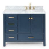  Cambridge 43'' Single Oval Sink Vanity w/ Right Offset Sink in Midnight Blue, 43'' W x 22'' D x 36'' H