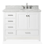  Cambridge 43'' Single Oval Sink Vanity w/ Right Offset Sink in White, 43'' W x 22'' D x 36'' H
