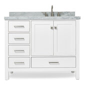  Cambridge 43'' Single Rectangle Sink Vanity w/ Right Offset Sink in White, 43'' W x 22'' D x 36'' H