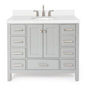 Ariel Cambridge 43'' Oval Sink Freestanding Vanity with White Quartz Countertop in Grey