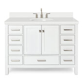 Ariel Cambridge 49'' Oval Sink Freestanding Vanity with White Quartz Countertop in White