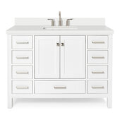 Ariel Cambridge 49'' Single Rectangle Sink Freestanding Vanity with White Quartz Countertop in White
