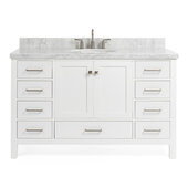  Cambridge 55'' Single Oval Sink Vanity in White, 55''W x 22''D x 35''H