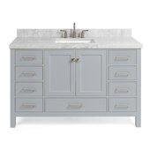  Cambridge 55'' Single Rectangle Sink Vanity in Grey, 55''W x 22''D x 35''H