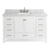  Cambridge 55'' Single Rectangle Sink Vanity in White, 55''W x 22''D x 35''H