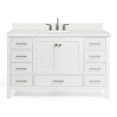 Ariel Cambridge 55'' Oval Sink Freestanding Vanity with White Quartz Countertop in White